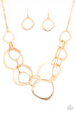 Paparazzi "Salvage Yard" Gold Necklace & Earring Set Paparazzi Jewelry