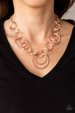 Paparazzi "Ringing Relic" Rose Gold Necklace & Earring Set Paparazzi Jewelry