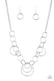 Paparazzi VINTAGE VAULT "Ringing Relic" Silver Necklace & Earring Set Paparazzi Jewelry