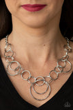Paparazzi VINTAGE VAULT "Ringing Relic" Silver Necklace & Earring Set Paparazzi Jewelry