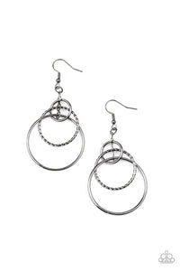 Paparazzi "Three Ring Couture" Black Earrings Paparazzi Jewelry