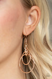 Paparazzi "Three Ring Couture" Rose Gold Earrings Paparazzi Jewelry