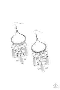 Paparazzi "Lure Away" Silver Wavy Fringe Hoop Earrings Paparazzi Jewelry