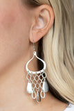 Paparazzi "Lure Away" Silver Wavy Fringe Hoop Earrings Paparazzi Jewelry