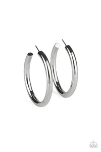 Paparazzi "Hoop Hustle" Silver Rounded Hoop Earrings Paparazzi Jewelry