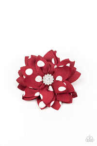 Paparazzi "Silk Gardens" Red and White Polka Dot Floral Hair Clip Paparazzi Jewelry