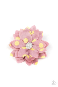 Paparazzi "Silk Gardens" Pink and Yellow Polka Dot Floral Hair Clip Paparazzi Jewelry