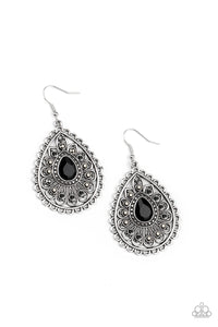 Paparazzi VINTAGE VAULT "Eat, Drink, and BEAM Merry" Black Earrings Paparazzi Jewelry