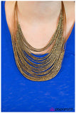 Paparazzi "Catwalk Queen" Brass 030RM Necklace & Earring Set Paparazzi Jewelry
