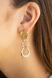Paparazzi "Reshaping Refinement" Gold Link Rhinestone Clip On Earrings Paparazzi Jewelry