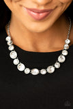 Paparazzi "Girl's Gotta Glow" White Exclusive Necklace & Earring Set Paparazzi Jewelry