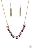 Paparazzi "Catch a Fallen Star" Brass Oil Spill Necklace & Earring Set Paparazzi Jewelry