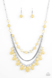 Paparazzi "Awe-Inspiring Iridescence" Yellow Necklace & Earring Set Paparazzi Jewelry