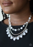 Paparazzi "Awe-Inspiring Iridescence" White Necklace & Earring Set Paparazzi Jewelry