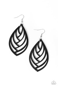Paparazzi "Out of the Woodwork" Black Wooden Earrings Paparazzi Jewelry