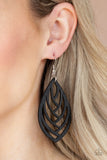 Paparazzi "Out of the Woodwork" Black Wooden Earrings Paparazzi Jewelry