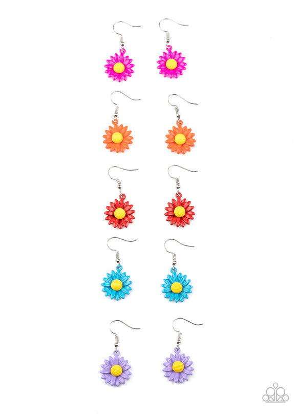 Girl's Starlet Shimmer Set of 5 Multi Color 268XX Daisy Dangle Earrings Paparazzi Jewelry