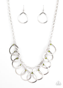 Paparazzi "Drop By Drop" Green Necklace & Earring Set Paparazzi Jewelry