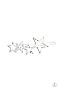 Paparazzi "From STAR To Finish" White Hair Clip Paparazzi Jewelry