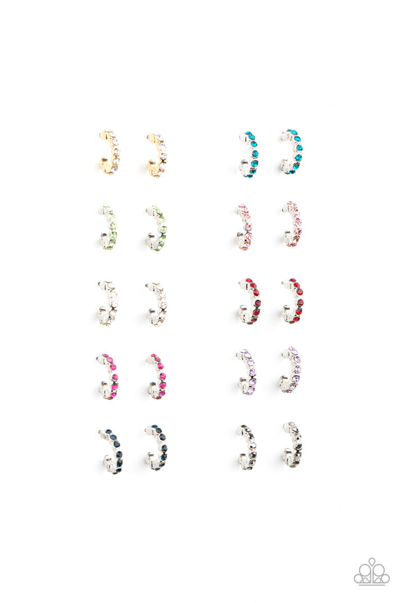 Girl's Starlet Shimmer 10 for $10 Multi Color Rhinestone Hoop 305XX Silver Post Earrings Paparazzi Jewelry