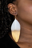 Paparazzi "Fleek Feathers" White and Gold Feather Earrings Paparazzi Jewelry