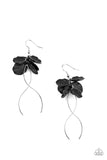 Paparazzi "Lets Keep It ETHEREAL" Black Acrylic Petal Silver Accent Earrings Paparazzi Jewelry