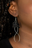 Paparazzi "Lets Keep It ETHEREAL" Black Acrylic Petal Silver Accent Earrings Paparazzi Jewelry