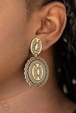 Paparazzi "Ageless Artifact" Brass Clip On Earrings Paparazzi Jewelry