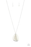 Paparazzi "Ethereal Experience" White Asymmetrical Cats Eye Stone Silver Necklace & Earring Set Paparazzi Jewelry