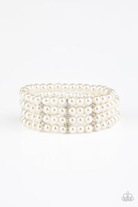 Paparazzi "Stacked To The Top" White Bracelet Paparazzi Jewelry