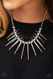 Paparazzi "Fully Charged" FASHION FIX Silver Necklace & Earring Set Paparazzi Jewelry