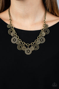 Paparazzi "Meadow Masquerade" Brass Necklace & Earring Set Paparazzi Jewelry