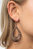 Paparazzi "Get Into The GROVE" Copper Filigree Teardrop Hoop Earrings Paparazzi Jewelry