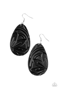 Paparazzi "Garden Therapy" Black Leather Earrings Paparazzi Jewelry