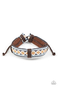 Paparazzi "Desert Pioneer" Brown Mens Wrap Bracelet Unisex Paparazzi Jewelry