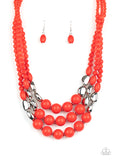 Paparazzi "Flamingo Flamboyance" Red Necklace & Earring Set Paparazzi Jewelry