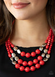 Paparazzi "Flamingo Flamboyance" Red Necklace & Earring Set Paparazzi Jewelry