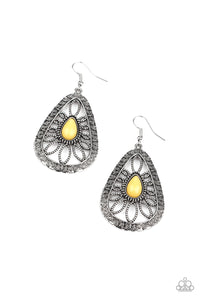 Paparazzi VINTAGE VAULT "Floral Frill" Yellow Earrings Paparazzi Jewelry