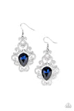 Paparazzi "Happily Ever AFTERGLOW" Blue Gem White Rhinestone Silver Earrings Paparazzi Jewelry