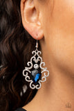 Paparazzi "Happily Ever AFTERGLOW" Blue Gem White Rhinestone Silver Earrings Paparazzi Jewelry