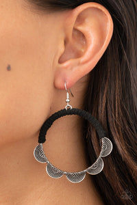 Paparazzi VINTAGE VAULT "Tambourine Trend" Black Earrings Paparazzi Jewelry