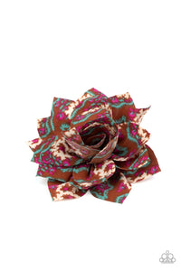 Paparazzi "One Day At A SPRINGTIME" Brown and Multi Color Paisley Print Hair Clip Paparazzi Jewelry