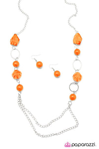 Paparazzi "Prismatic" Orange Necklace & Earring Set Paparazzi Jewelry