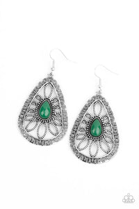 Paparazzi "Floral Frill" Green Earrings Paparazzi Jewelry