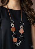 Paparazzi "Sooner Or Leather!" Brown Necklace & Earring Set Paparazzi Jewelry