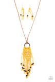 Paparazzi "Its Beyond Macrame" Yellow Necklace & Earring Set Paparazzi Jewelry