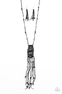 Paparazzi "Macrame Majesty" Black Necklace & Earring Set Paparazzi Jewelry