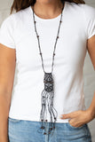 Paparazzi "Macrame Majesty" Black Necklace & Earring Set Paparazzi Jewelry