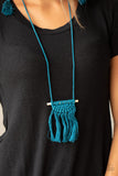 Paparazzi "Between You and Macrame" Blue Necklace & Earring Set Paparazzi Jewelry