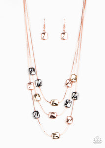Paparazzi "Downtown Reflections" Copper Necklace & Earring Set Paparazzi Jewelry
